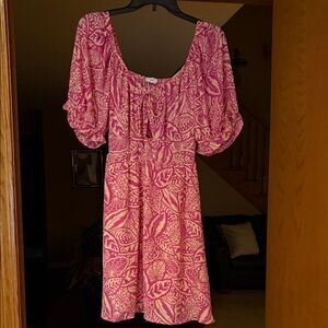 Sienna Sky Pink Leaf Pattern Mini Dress